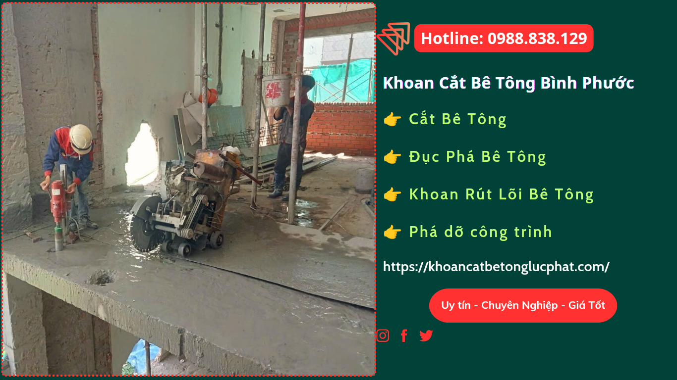 Khoan cắt bê tông bình phước chuyên nghiệp