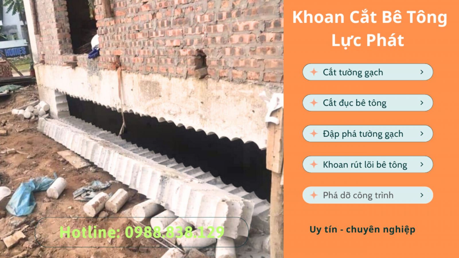 Khoan cắt tường gạch tường bê tông làm cửa sổ ô thoáng tại đồng nai