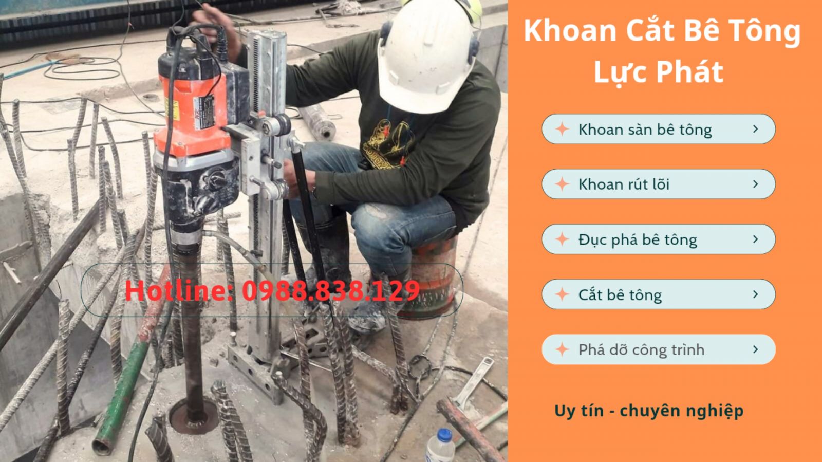 Khoan lỗ xuyên sàn bê tông cốt thép tại quận 2 uy tín